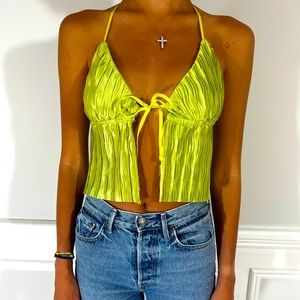 Lime Green Halter Crop Top